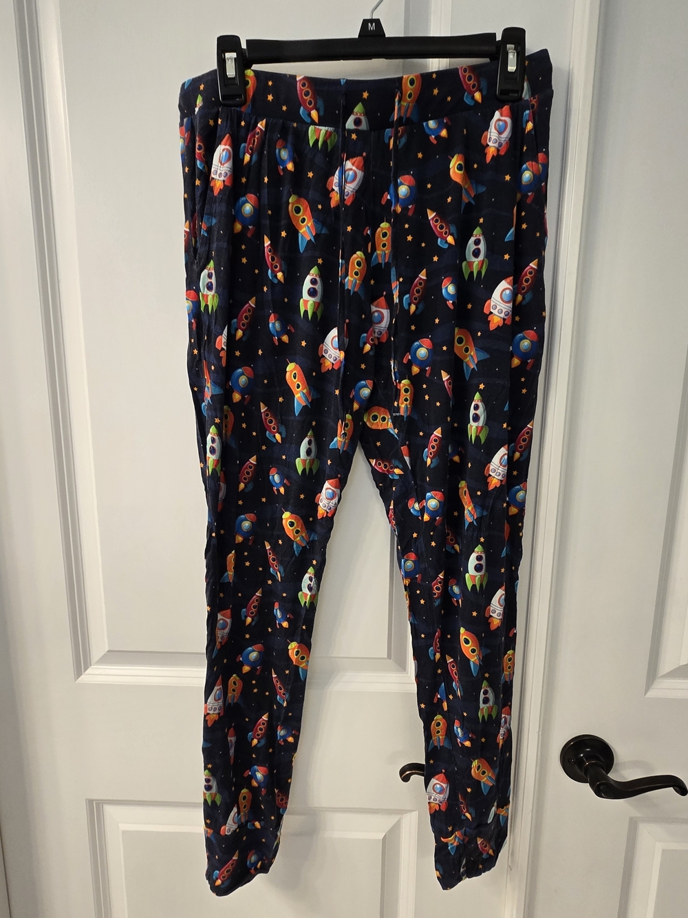 Bums And Roses Rocket Print Navy Women's Jogger Pants, Medium